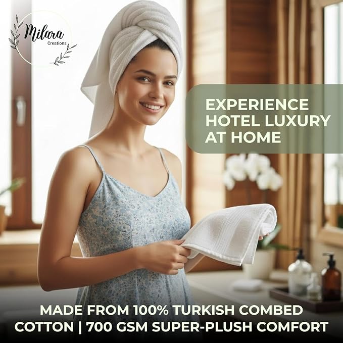 Milara Turkish Bath Towels Set of 6| 2 Bath Towels, 2 Hand Towels & 2 Wash - Image 2