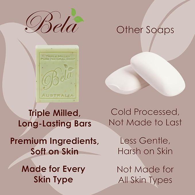BELA French Peach Soap, 3.3 OZ Pack of 6, Long Lasting French Triple Milled Bar - Image 4