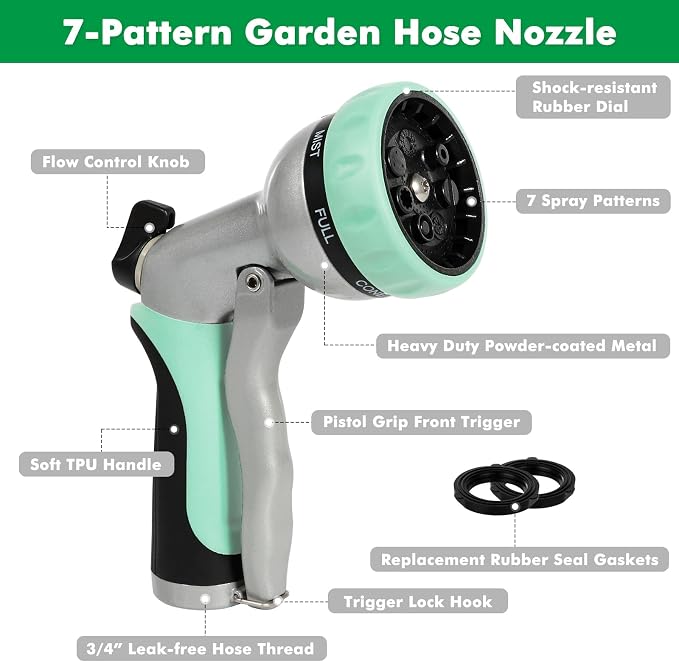 RESTMO Garden Hose Nozzle, Heavy Duty Metal Water Hose Nozzle - Image 2