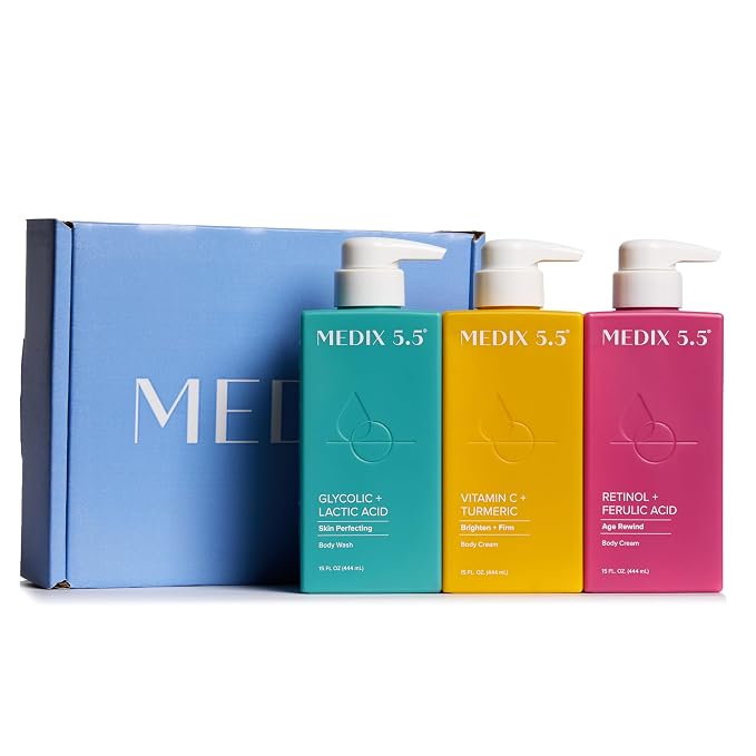 MEDIX Smooth & Glow 3PC Skin Care Set | Glycolic Acid Exfoliating Body Wash Gel by Medix55