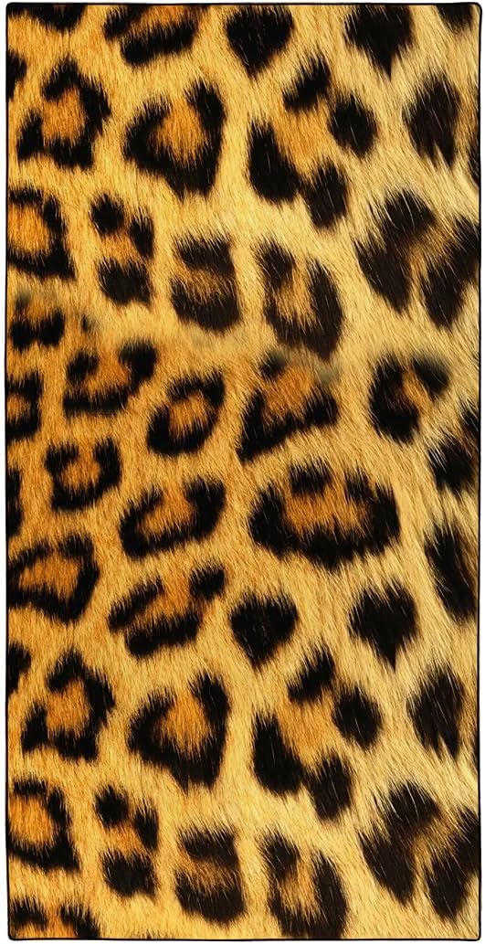 Leopard Print Yellow Black Beach Towel 36"x72" Quick-Dry Sand-Free Lightweight by Rstick