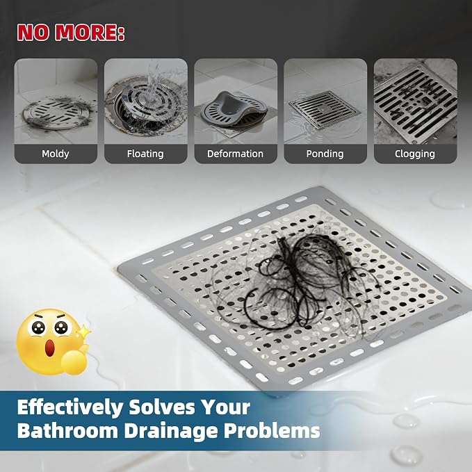Hibbent 2 Pack Upgraded Shower Drain Hair Catcher, Shower Drain Cover - Image 3