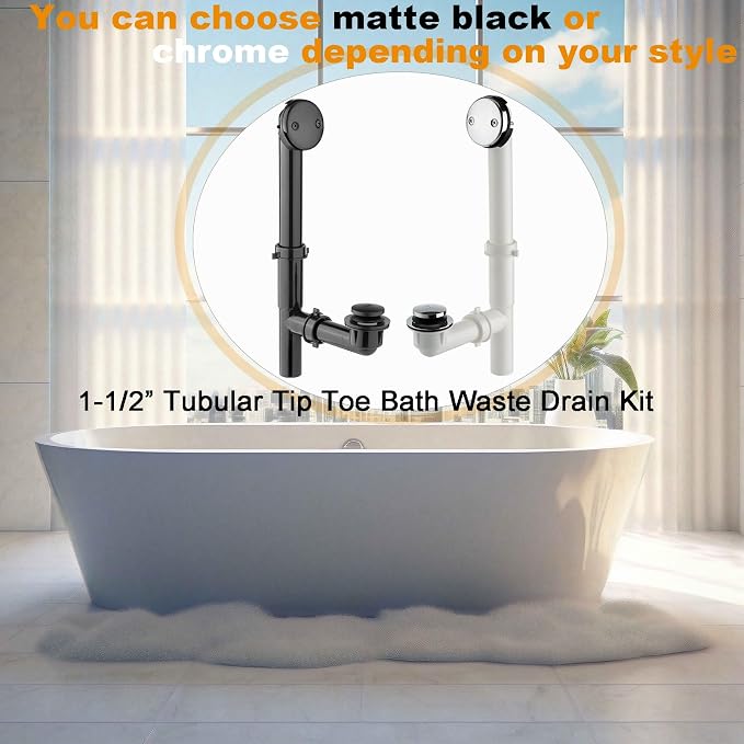 Yariwiz 1-1/2" Polished Chrome Bathtub Tub Drain Kit Bath Waste Overflow Drain - Image 6