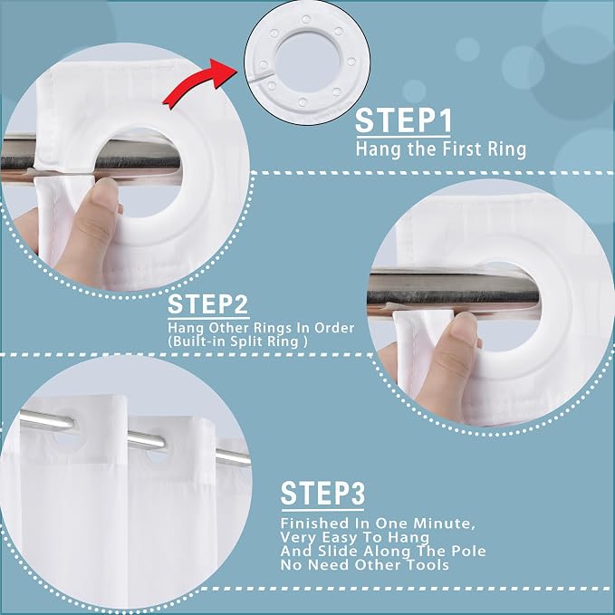 Conbo Mio Extra Wide No Hook Shower Curtain - Image 4