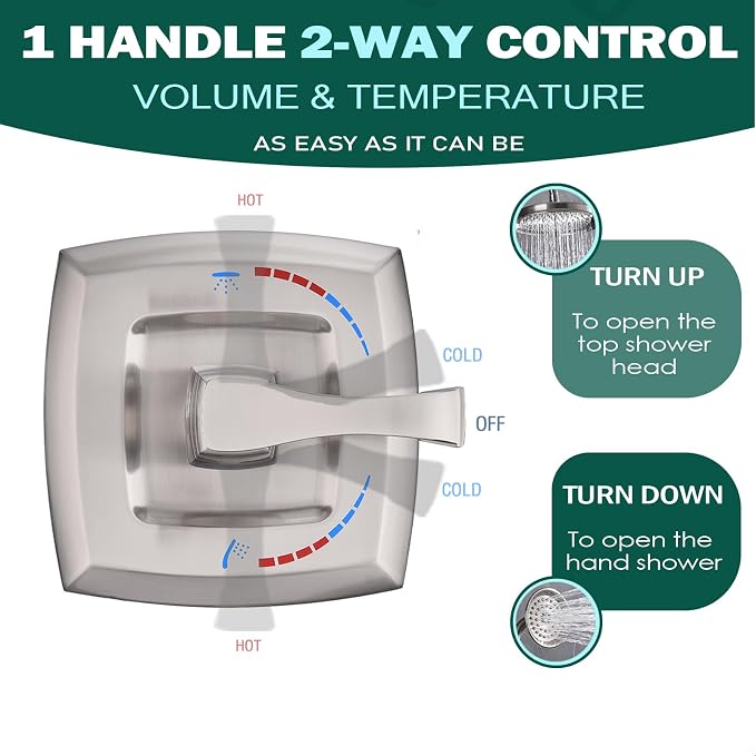 2 Way Shower Diverter Mixing Valve, Dual-Function Pressure Balance Shower - Image 2