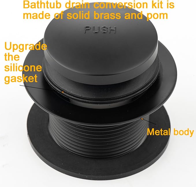 Yariwiz 1-1/2" Matte Black Bathtub Tub Drain Kit Bath Waste Overflow Drain Tube - Image 4