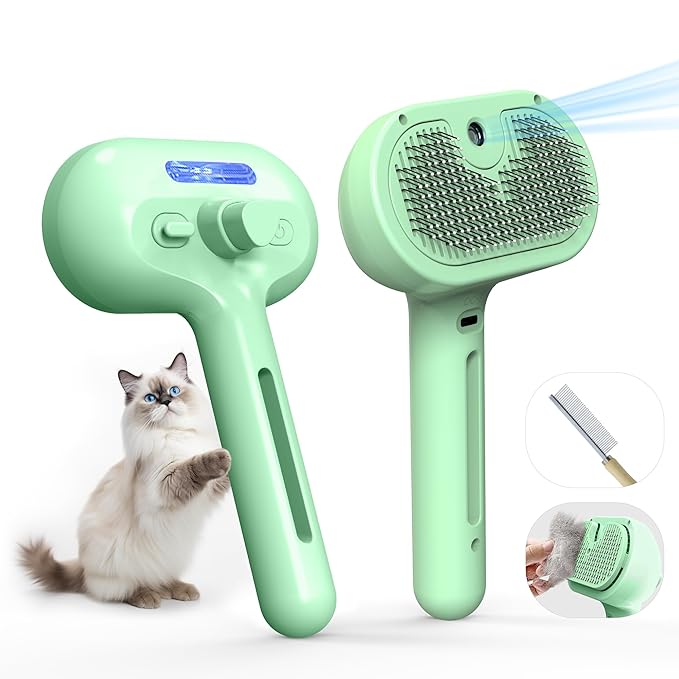 Pet Grooming Brush with Electronic Mist Spray by Eilimy