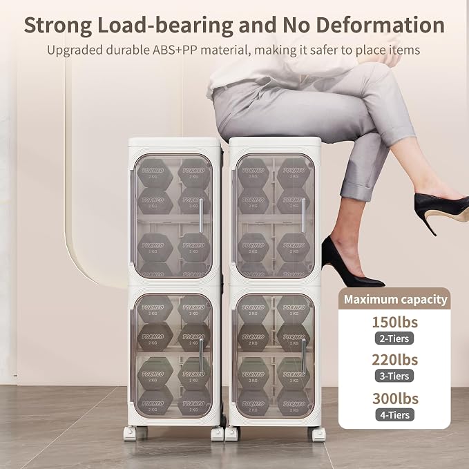 KHNR 4-Tiers Slim Bathroom Storage Cabinet, Foldable Storage Cabinets, Narrow - Image 7