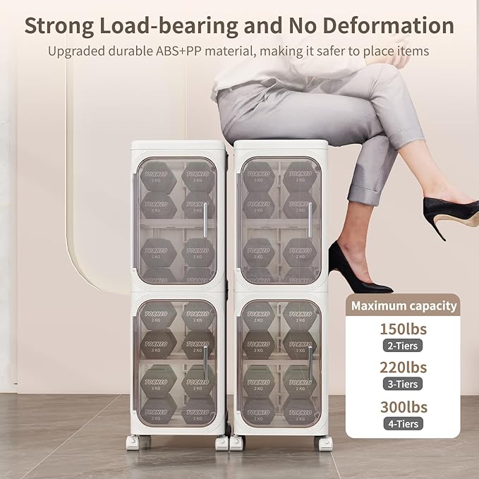 KHNR 5-Tiers Slim Bathroom Storage Cabinet, Foldable Storage Cabinets, Narrow - Image 6