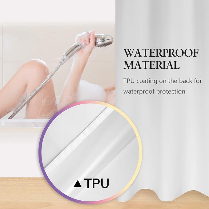 River Dream Extra Long No Hook Shower Curtain TPU Lining & No Required Liner - Image 7