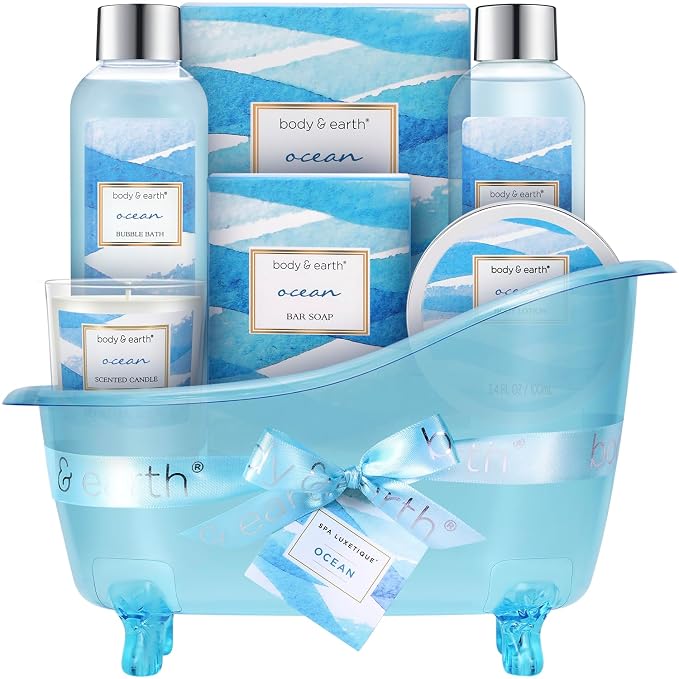 Bath and Body Gift Set for Women, Body & Earth Ocean Gift Basket, Body Lotion by BODYEARTH