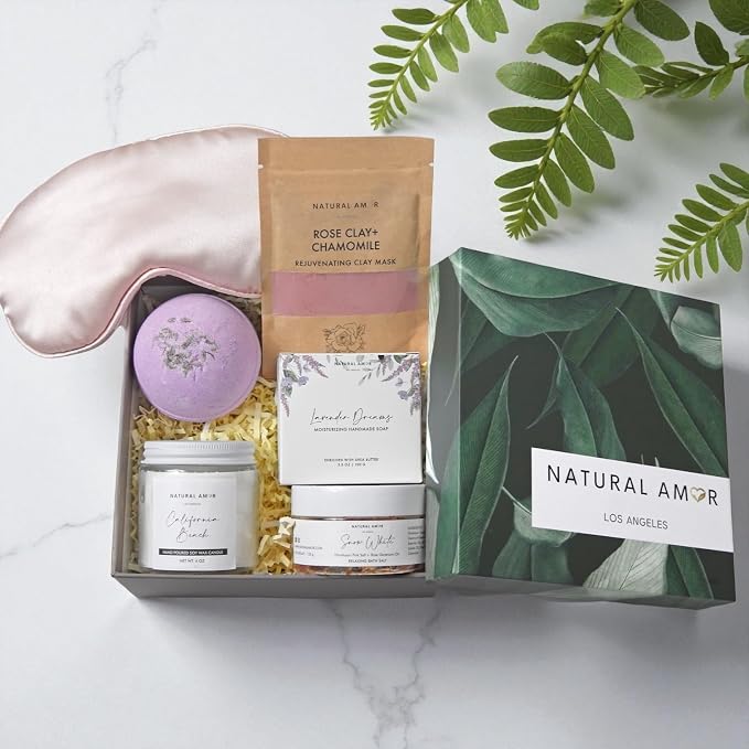 Natural Amor Spa Gift Set for Women – 6 PCS Self Care Relaxation Kit - Image 2