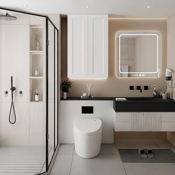27 Inch Laundry Room Cabinets Wall Mounted, Solid Wood Over The Toilet Storage - Image 10