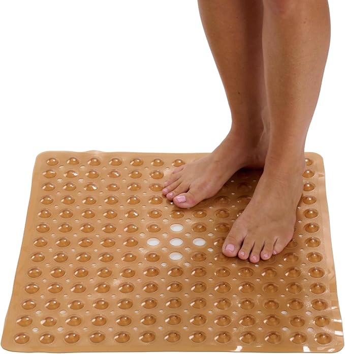 ENKOSI Square Shower Mat – 21 x 21 Inch Non-Slip Bathroom Shower Stall Mat by ENKOSI