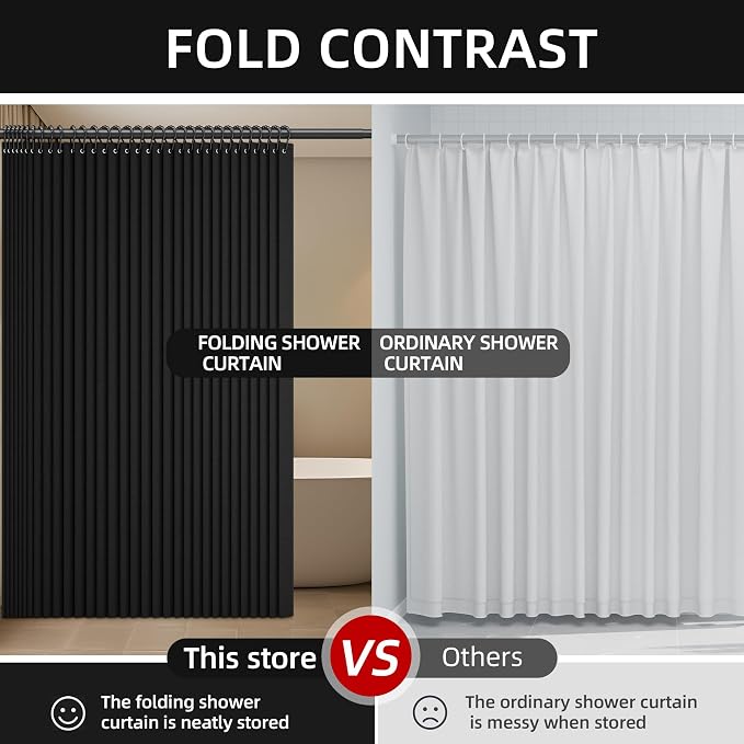 Bathroom Magnetic Folding Shower Curtain, Accordion-Style Shower Curtain - Image 3
