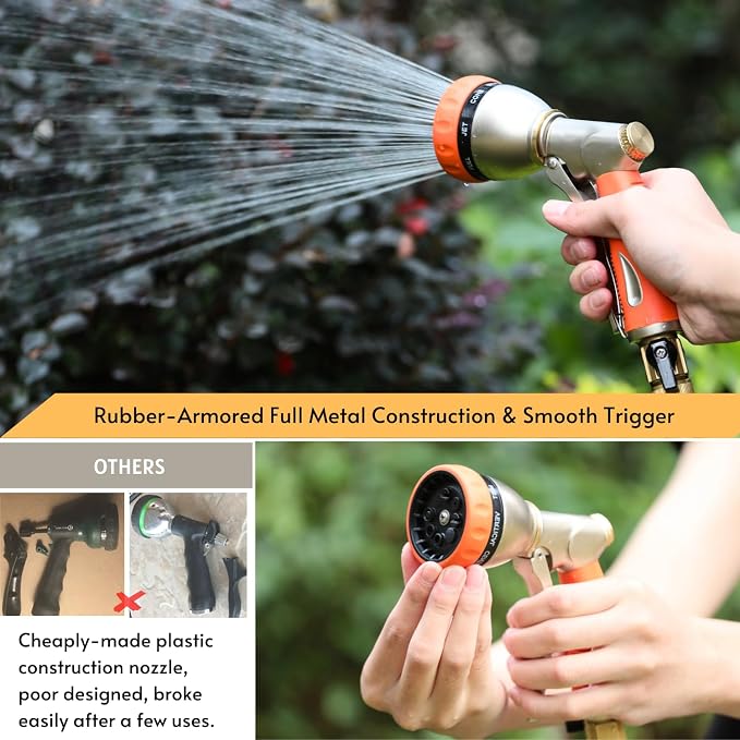 HOSUN Garden Hose Nozzle Sprayer Heavy Duty, 100% Metal Water Hose Nozzle - Image 5