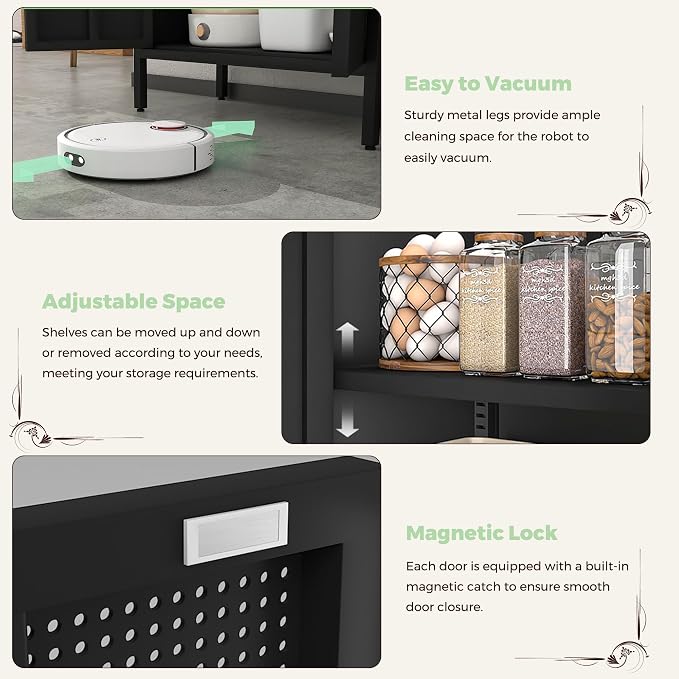COFaR 5 Tier Black Metal Storage Cabinet, Free Standing - Image 4