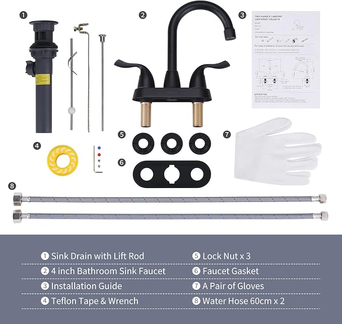 Oil Rubbed Bronze Bathroom Faucet, ARCORA 4 Inch Centerset Bathroom Sink Faucet - Image 7