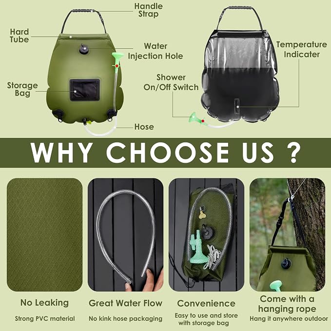Solar Shower Tent Kit, Instant Pop Up Privacy, 5 Gallon Solar Shower Bag - Image 4