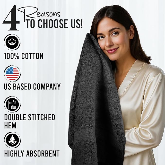 RIVERSIDE 100% Ring Spun Cotton Large Bath Towels Set of 4, 27 x 54 Inches – - Image 5
