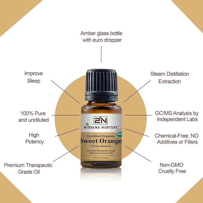 Sweet Orange Essential Oil USDA Certified Organic 100% Pure Premium Therapeutic - Image 4