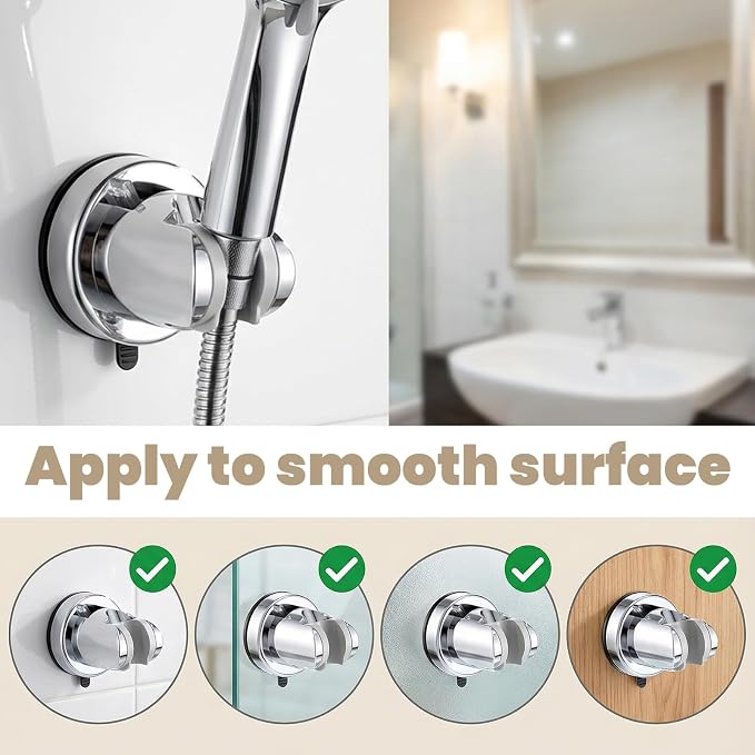 Shower Head Holder, No Drill Wall Mount Handheld Shower Wand Hose Holders - Image 5