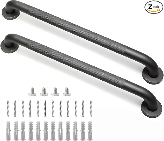 Shower Grab Bar, 2 Pack 24 Inch Gray Bathroom Grab Bar, 1.25" Diameter 304 by Rackickyer