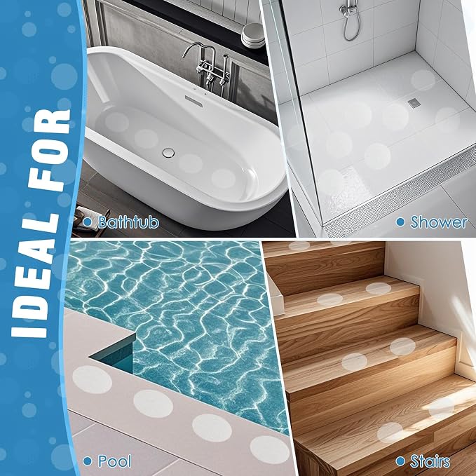 S&X 24 Pcs Non Slip Bathtub Stickers, Invisible Clear High Traction Grit Dots - Image 6