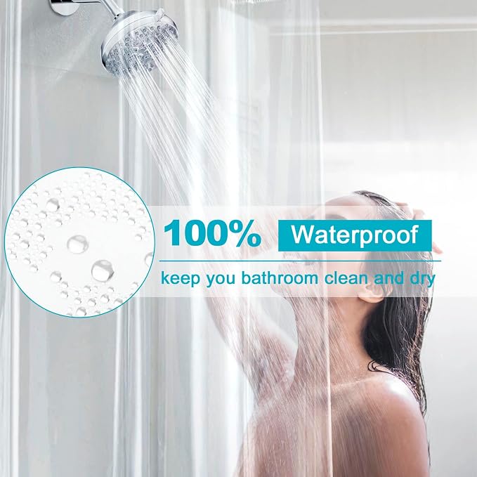 EurCross 96 inch Extra Wide Clear Shower Curtain Liner, Waterproof Heavy Duty - Image 2