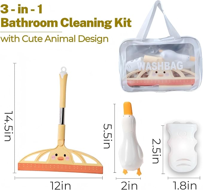 3-in-1 Bath&Kitchen Cleaning Set, Waterproof Bag, Hair Catcher, Suction Cup - Image 2