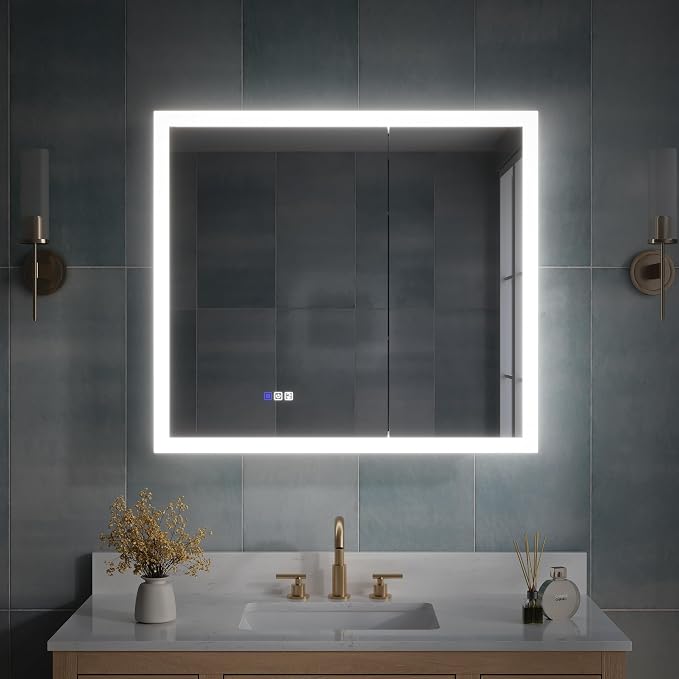 WELLFOR 36 x 32 Inch LED Medicine Cabinet - Image 3