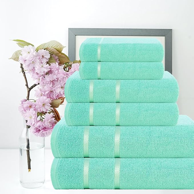 CASA COPENHAGEN Eternal 6 Pieces Towel Set- Aqua Blue, 500 GSM 2 Bath Towel 2 - Image 2