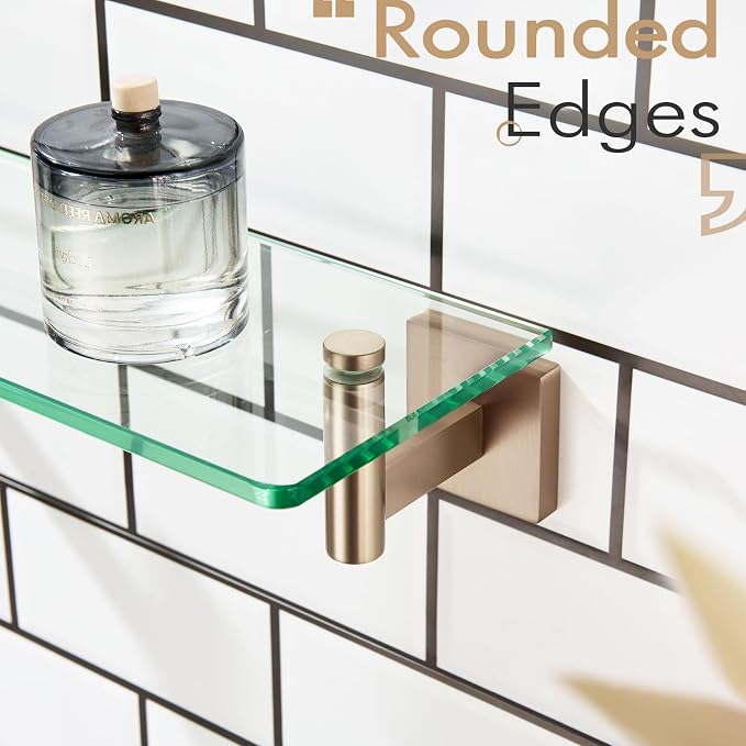 KOKOSIRI Wall Shelves Bathroom Hardware Glass Floating Shelf 16-Inch - Image 10