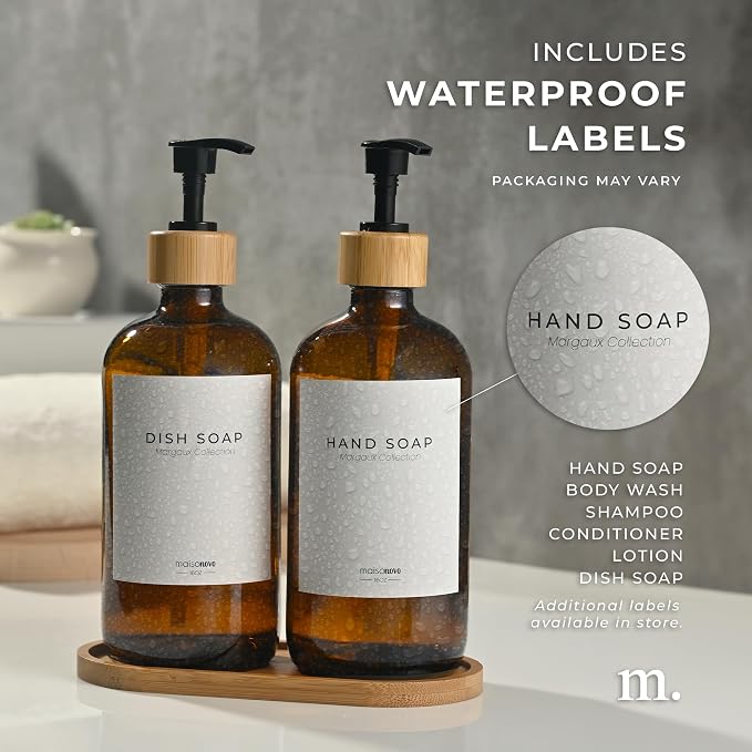 Maisonovo Glass Soap Dispenser Bathroom Set | Hand Soap and Dish Soap Dispenser - Image 6