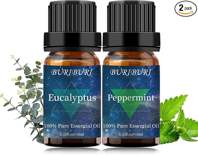 BURIBURI Eucalyptus Oil and Peppermint Essential Oil, 100% Pure, Organic by BURIBURI