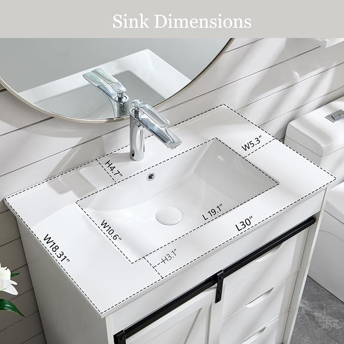 30" Farmhouse Bathroom Vanity - Image 3