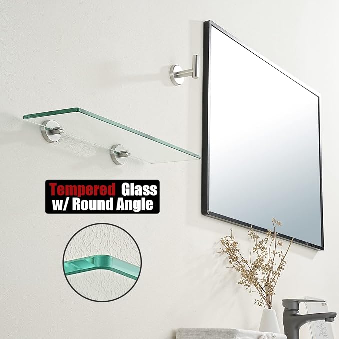 JQK Bathroom Glass Shelf, Tempered Glass Shower Storage 14 by 5 inches - Image 6