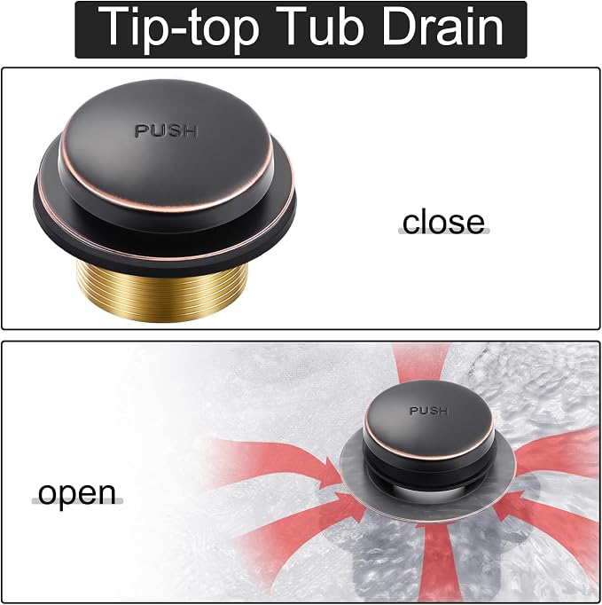 Oil Rubbed Bronze Bathtub Drain Tip-Toe Tub Trim Set - Image 3