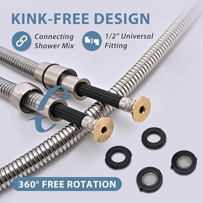 Shower Hose Extra Long 304 Stainless Steel Handheld Showerhead Hoses, Anti - Image 2