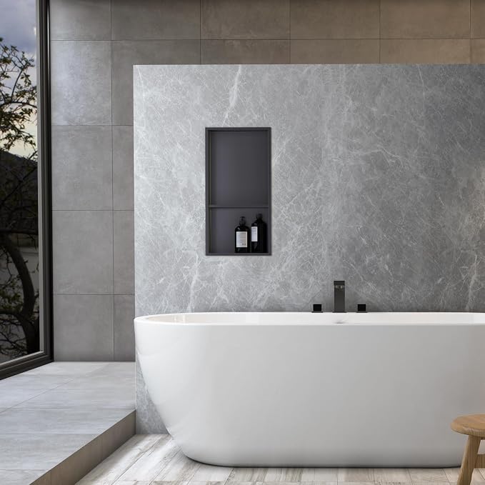 24x12 Shower Niche, No Tile Needed Insert, 304 Stainless Steel, Sloped Base - Image 2