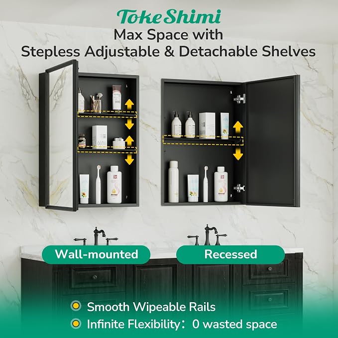 TokeShimi 48 x 32 Medicine Cabinet Recessed, Assembly Required, Lagre Medicine - Image 6