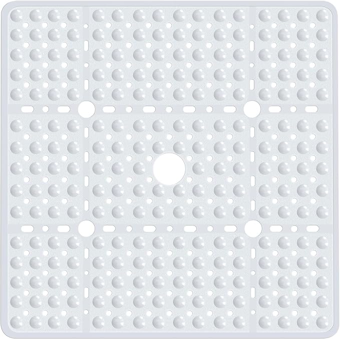 Large White Square Shower Mat Non Slip 27 x 27 Inch, Soft Bath Mat Bathtub Mat by NaolotureHome