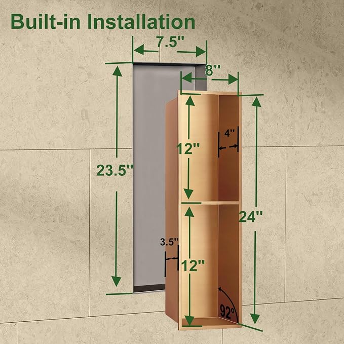 Shower Niche, Stainless Steel Elegant Bathroom Niche, No Tile Needed Recessed - Image 2
