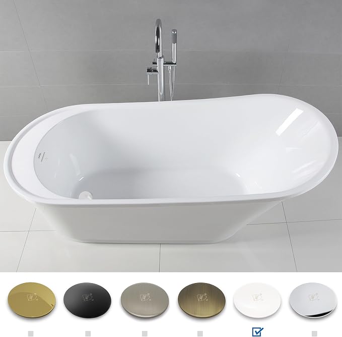 FerdY Langkawi 67" Acrylic Freestanding Bathtub, cUPC Certified, Polished White - Image 3
