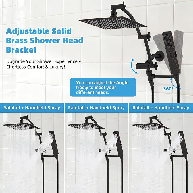 Hibbent All Metal CUPC Certified 10'' Rain Shower Head, Dual Shower Head Combo - Image 8