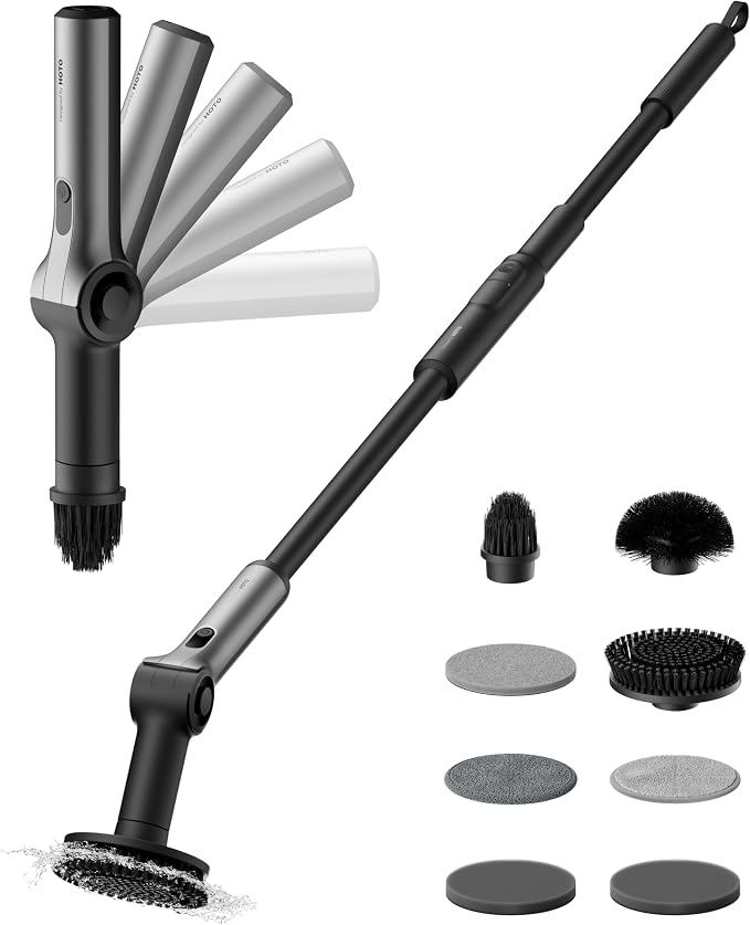 HOTO Flexi™ Cordless Electric Spin Scrubber, Adjustable Angle, Extendable Handle by HOTOTools
