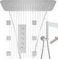 Thermostatic Rainfall Full Body Shower System Brushed Nickel Shower Fixtures 16 by KATAIS