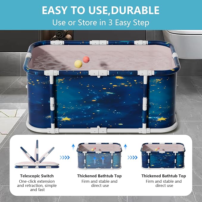 Simcat 45" Large Portable Foldable Bathtub Adult, Separate Family-Friendly SPA - Image 3