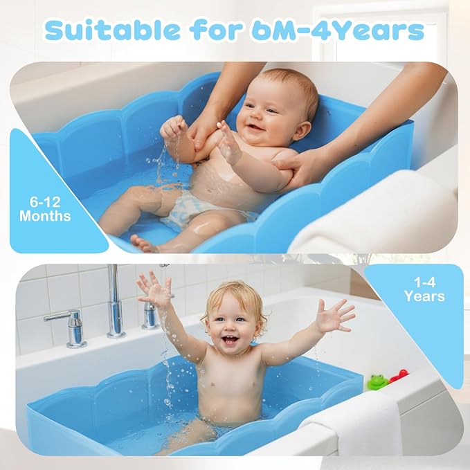 Collapsible Baby Bathtub for Shower, Reinforced Structure Infant Foldable Bath - Image 2