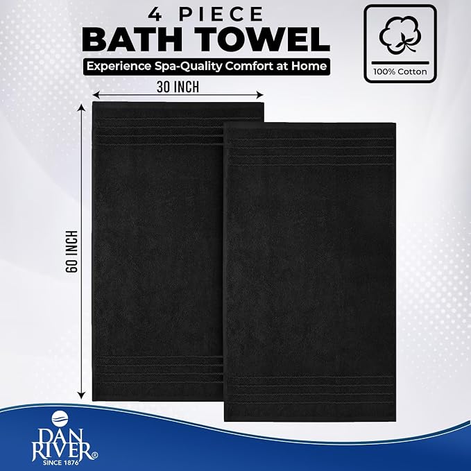 DAN River Extra Large Bath Towels Set of 4, 30 x 60 Inches - Image 3